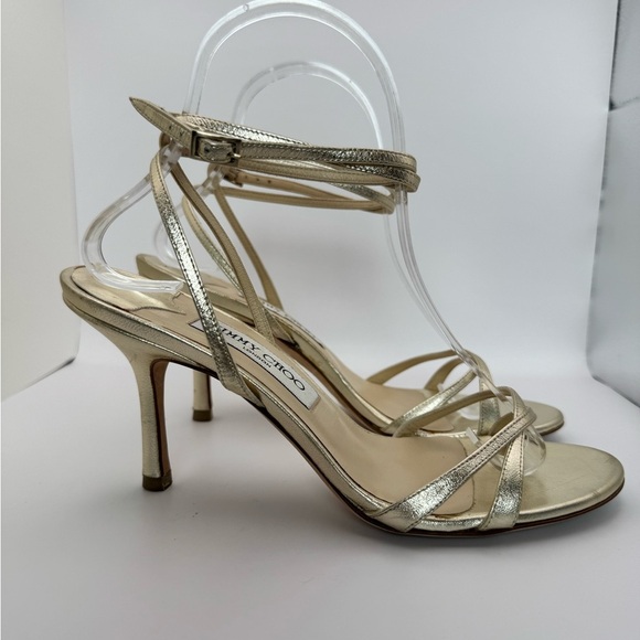 Jimmy Choo Gold Wrap-Around Strap Heels size 38.5 - Picture 6 of 10